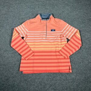 L.L.Bean Pullover Womens Small Petite Orange Striped Sunset Mock‎ Neck